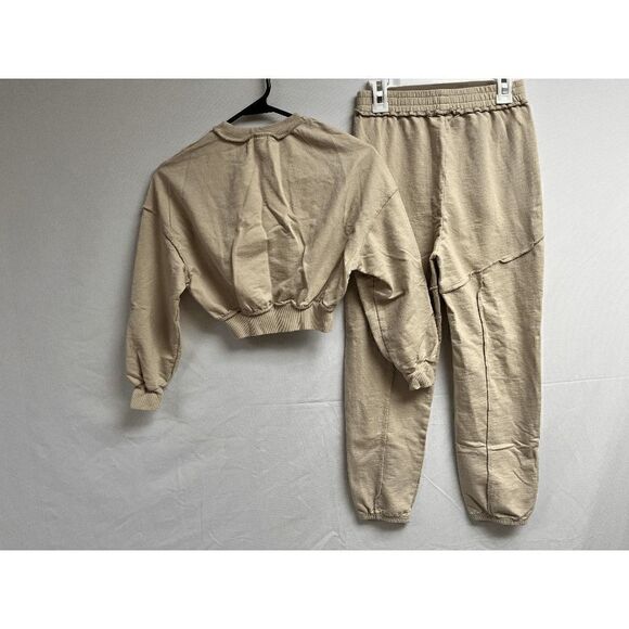 Shein Girls Teen Casual Long Sleeve Top & Jogger Pants Set Tan Size 10-11Years - Picture 7 of 9